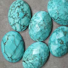22X30MM FACETED OVAL CABOCHON STABILIZED TQ(4PCS/BAG)